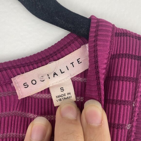 Socialite Women's Fit and Flare Barbiecore Dress Size S Pink Magenta Sheer - Picture 3 of 8